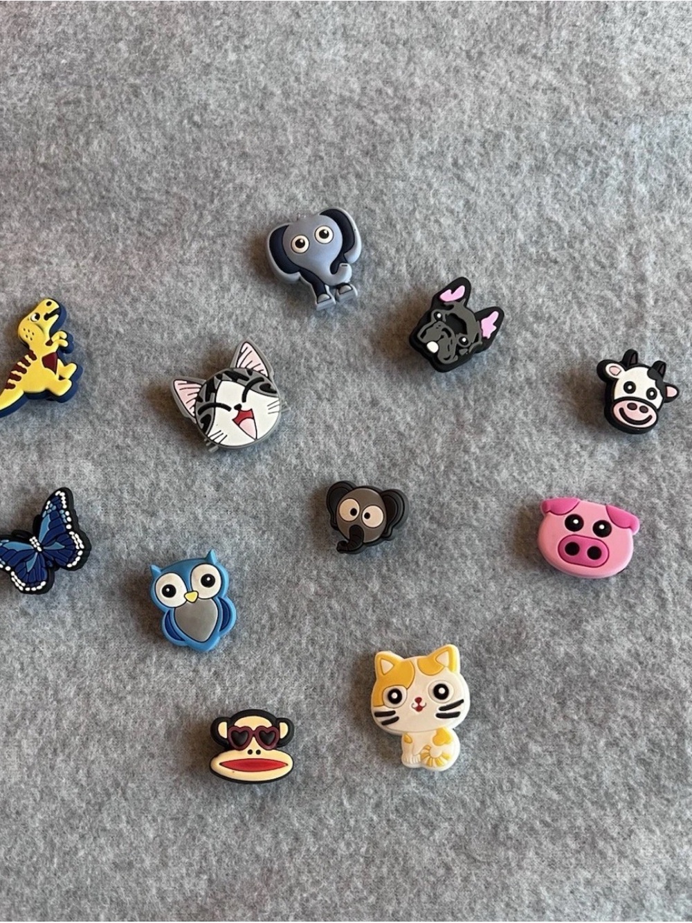 CROCS Assorted Kids Animal Shoe Charms - Pink, Blue, Yellow, Gray, Black